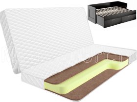 Складной матрас Lonax Roll Cocos Mini Eco 3 для раздвижной кровати. Рисунок чехла и стежки может отличаться в зависимости от партии ткани.