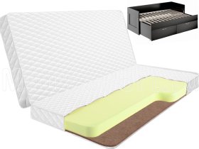 Складной матрас Lonax Roll Cocos Mini Eco 2 для раздвижной кровати. Рисунок чехла и стежки может отличаться в зависимости от партии ткани.