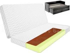 Складной матрас Lonax Roll Cocos Mini Eco 1 для раздвижной кровати. Рисунок чехла и стежки может отличаться в зависимости от партии ткани.